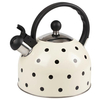 Factory Wholesale 2.5L Whistling Tea Kettle Pot Polka Dot Cream/Ivory Color Stainless Steel Hot Water Teapot for ALL Stovetop