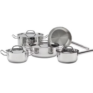 Wholesale Custom 9 Piece Stainless Steel Induction Safe Pots and Pans NonToxic Kitchen Cookware Set with Stainless Steel Lid