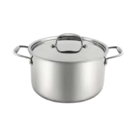 Modern Stainless Steel 10-Piece Cooking Pot Set Eco-Friendly Oven Safe Induction Bottom Tempered Glass Lid Metal Pans Efficient