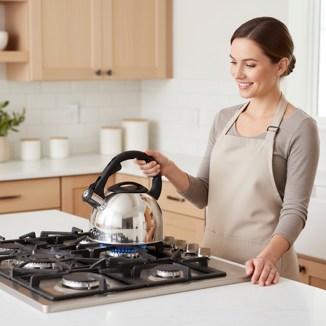 Factory Wholesale 2.5LWhistling Tea Kettle Pot Cool-Touch Handle Stainless Steel Hot Water Teapot for ALL Stovetop