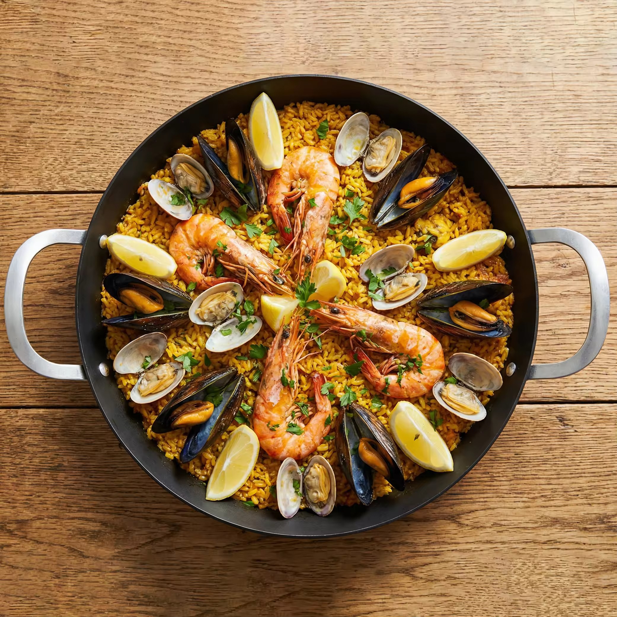 Factory Exclusive Design Seasoned Carbon Steel 14-Inch/35cm Paella Pan Naturally Non Stick Pans Skillets Induction Compatible