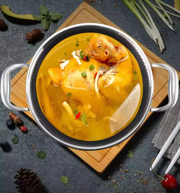 TRIPLY Stainless Steel Soup Pot Set Kitchen Non-stick Stew Pot with Handle and Lid