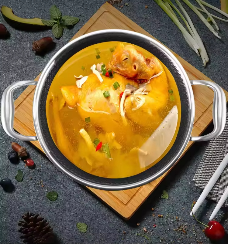 TRIPLY Stainless Steel Soup Pot Set Kitchen Non-stick Stew Pot with Handle and Lid