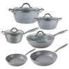 10 PCS Modern Home Kitchen Recycled Heavy Gauge Aluminum Nonstick Cooking Pot Set with Steel Handle Easy Clean Marble Finish