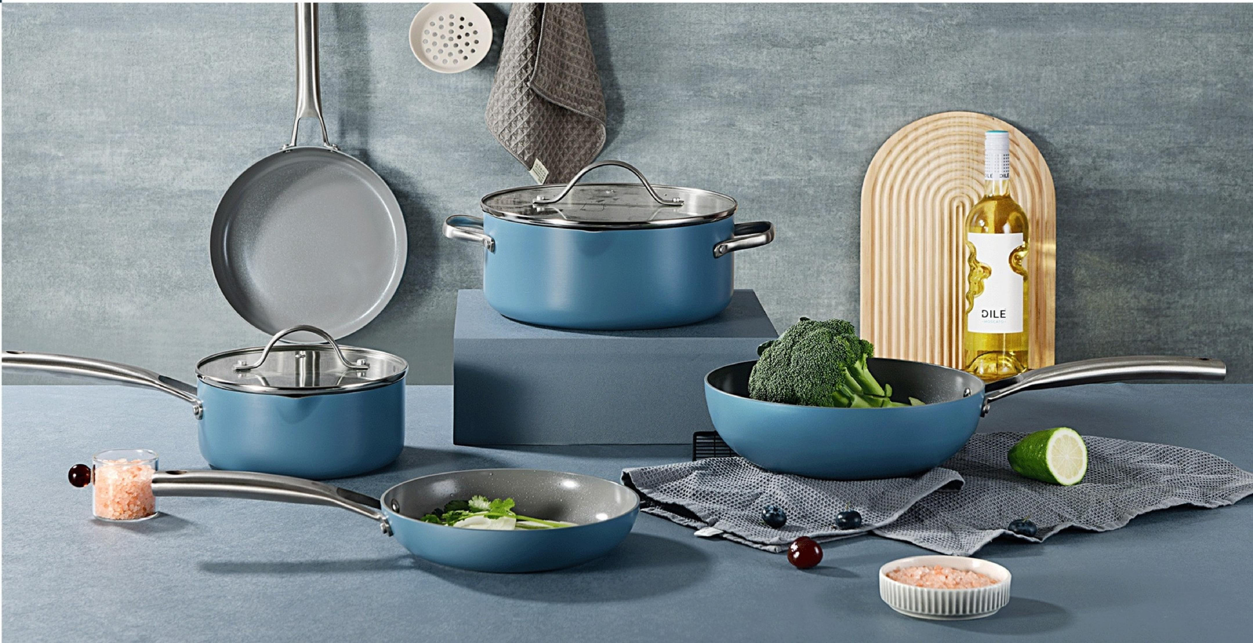 9PCS Customizable Ceramic Nonstick Pans and Pots Set Induction Cast Aluminum Ceramic Cookware Set Pots and Pans Set