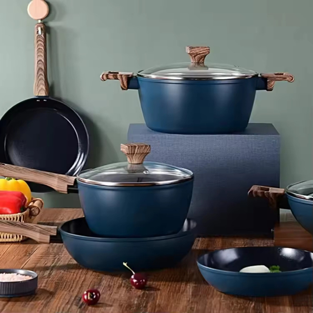 10 PCS Factory Customizable Ceramic Non Stick Pans and Pots Set Induction Forged Aluminum Cookware Set PFOA & PFOS FREE