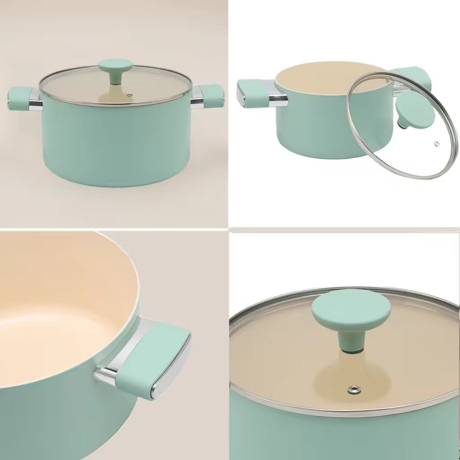 8PCS Customizable Ceramic Non Stick Pans and Pots Set Induction Cast Aluminum Ceramic Cookware Set Pots and Pans Set