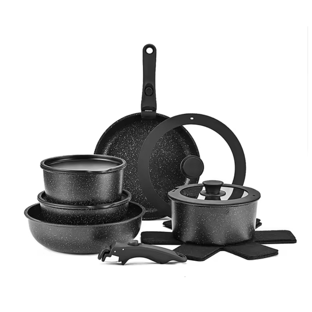 15 PCS Pots and Pans Set Nonstick Cookware Set Detachable Handle Induction Kitchen Cookware Sets with Removable Handle