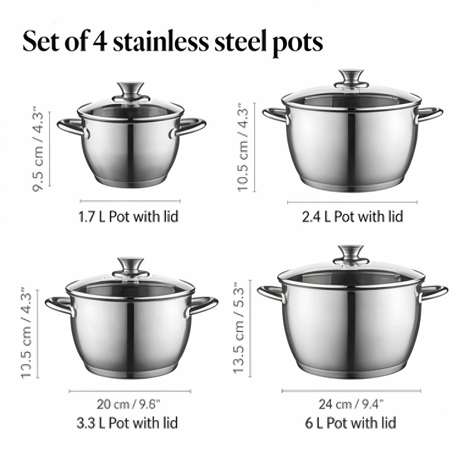 Hot Sale Belly Shape Cooking Pot Heavy Weight 5ply Base Stainless Steel Casserole Soup Pot Stock Pot with Stainless Steel Handle