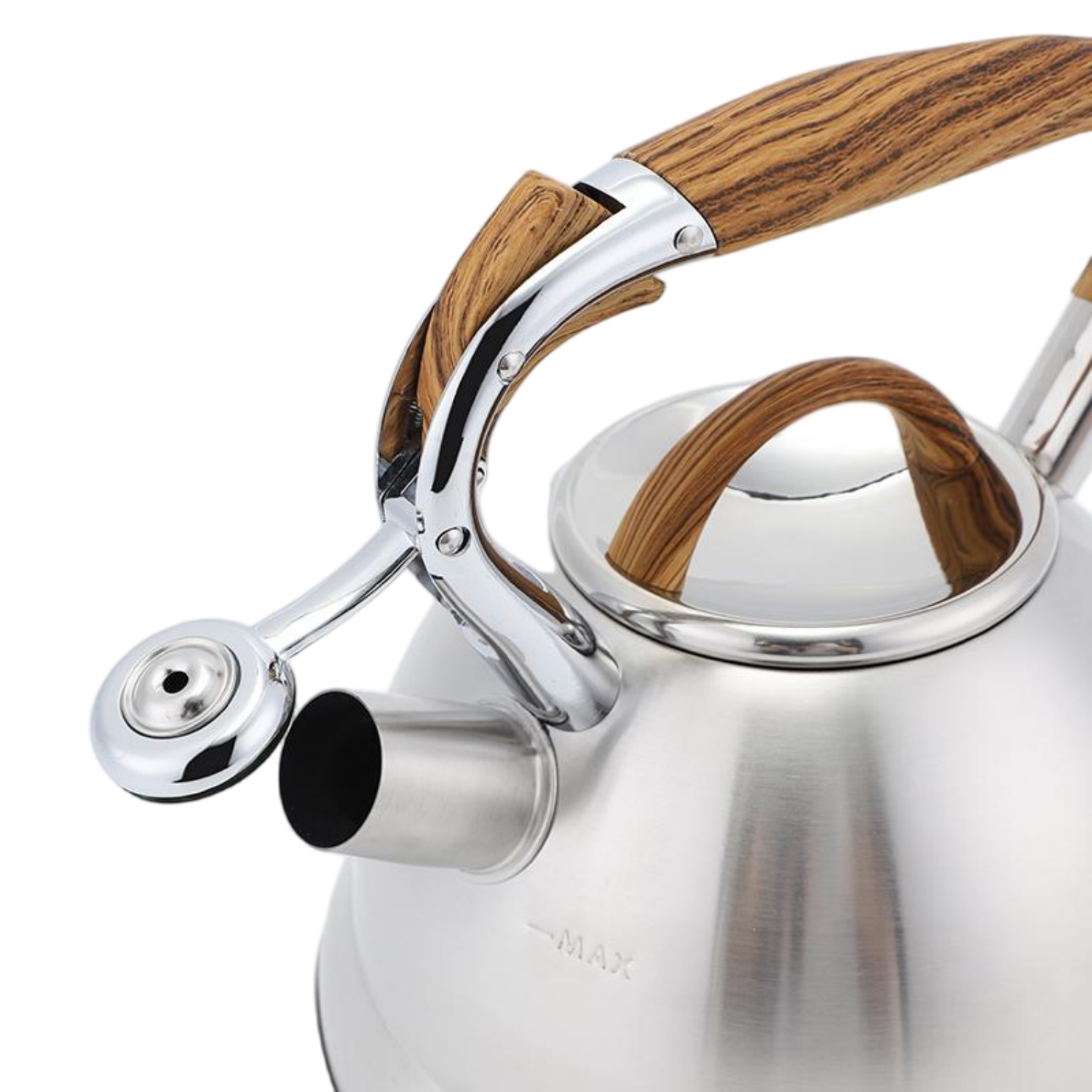 Factory Wholesale 3L Whistling Tea Kettle Tea Pot Customized Color Stainless Steel Hot Water for ALL Stovetop with Wood Handle