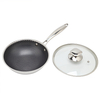 Tri-ply Hybrid Pan & Wok with Double Ears PFAS PFOA Free Honeycomb Stainless Steel Non-stick Wok Pan Cookware With Glass Lid
