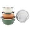 Wholesale Colorful 3-Piece Double Layer Mixing Bowl Set 16/20/24cm Stainless Steel Inside Plastic Outside and Good Grip Wide Rim