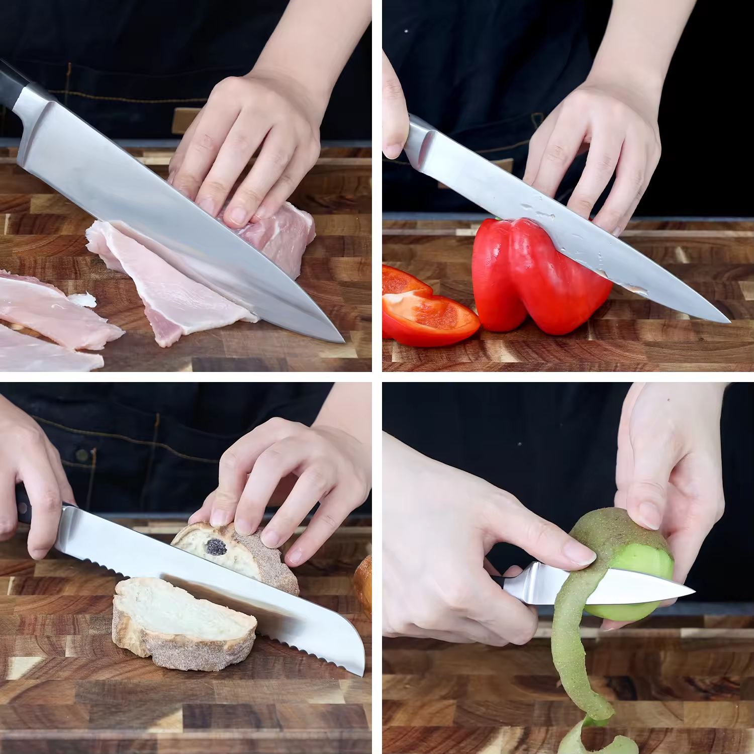 High Quality Traditional Metal Kitchen Cutter Cooking Knives Set ABS Handle Kitchen Chef Knife Kit with Stainless Steel Block