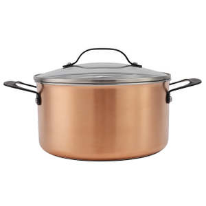 Black Handle Copper Triply Stainless Steel Casserole Pot Glass Lid 16/20/24cm Classic Kitchen Cooking Saucepan