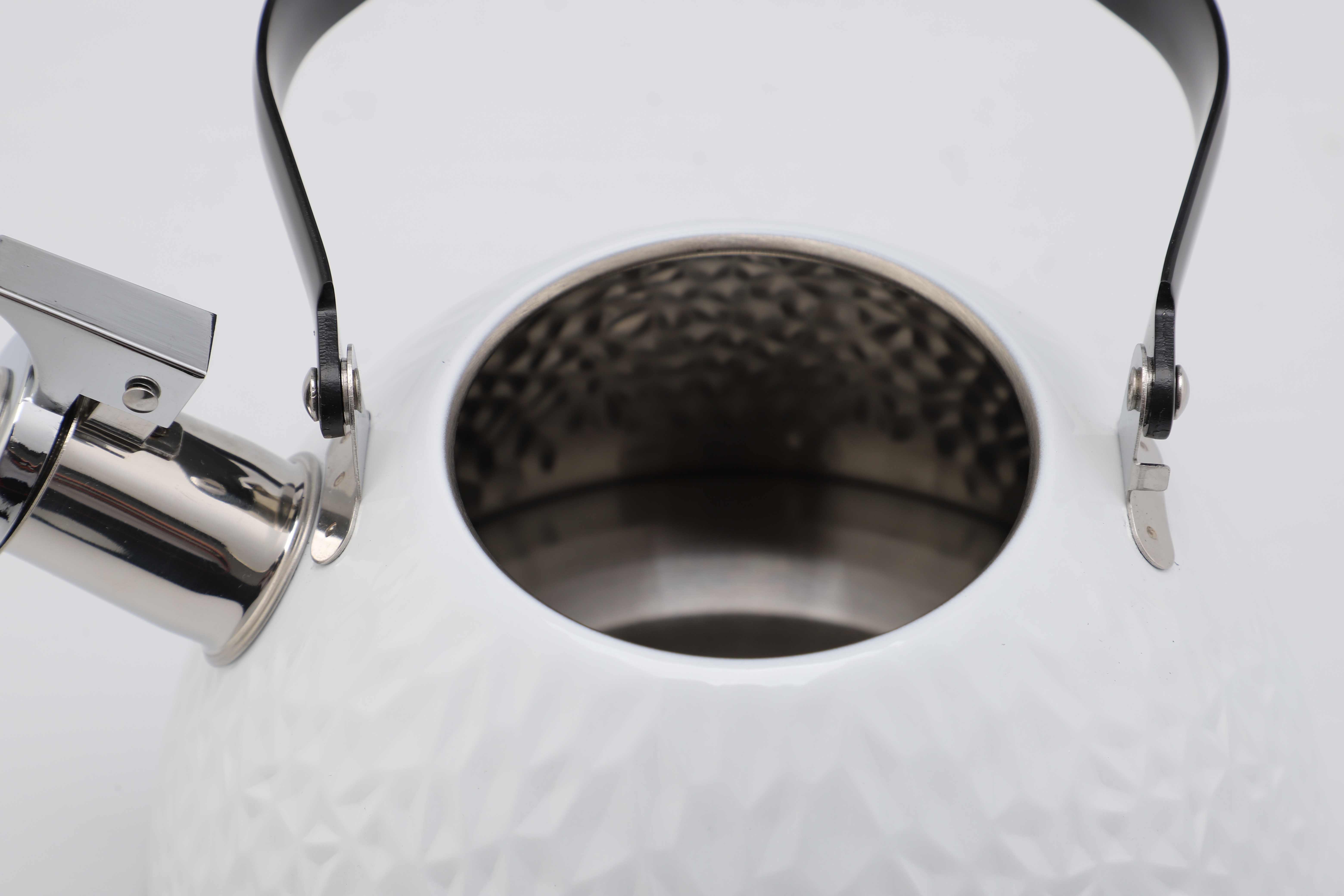 2.5L Color Painting White Kettle Whistling Tea Pot Stainless Steel Whistle Stove Top Kettle Black