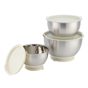 Wholesale High Quality Stainless Steel Salad Bowl Sets with Non Slip Base for Mixing Baking