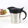 Kitchen Gadgets Stainless Steel Hinged Lid Gravy Boat Double Layered Sauce Pot Fruit Juicer Container