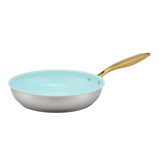 Hot Sale Wholesale Impact Bonded Bottom Stainless Steel Pan 20/24/26/28cm 8inch/10inch/12inch Non-Coating Cookware Frying Pan