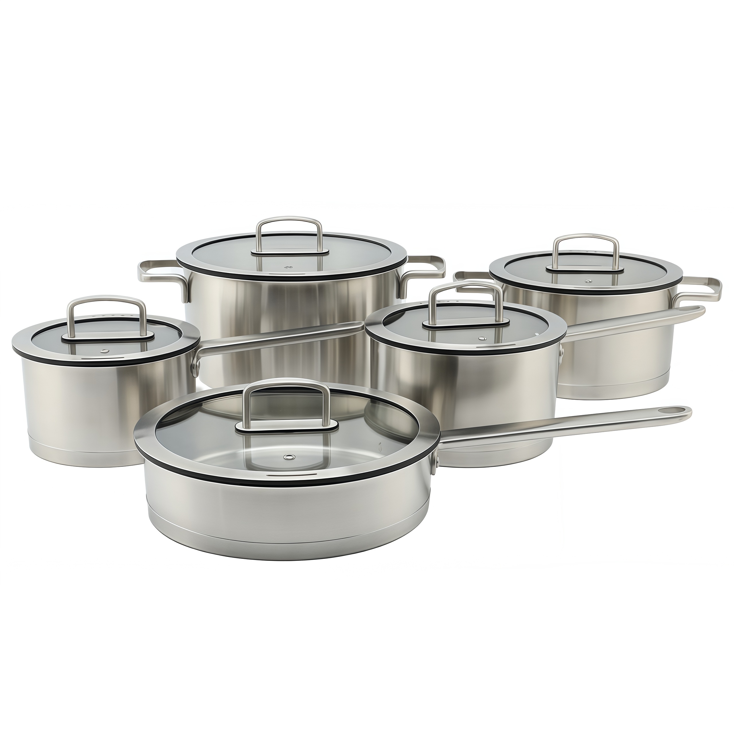 New Arrivals 12 Piece 304 Stainless Steel with Silicone Drain Lid Cookware Sets Pots And Pans Non-Toxic Kitchen Cookware Set with Stainless Steel Lid