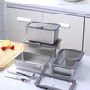 Design 304 Stainless Steel Fresh-keeping Lunch Box Glass Cover Leak-proof Heating Food Grade Microwave Sealed Box