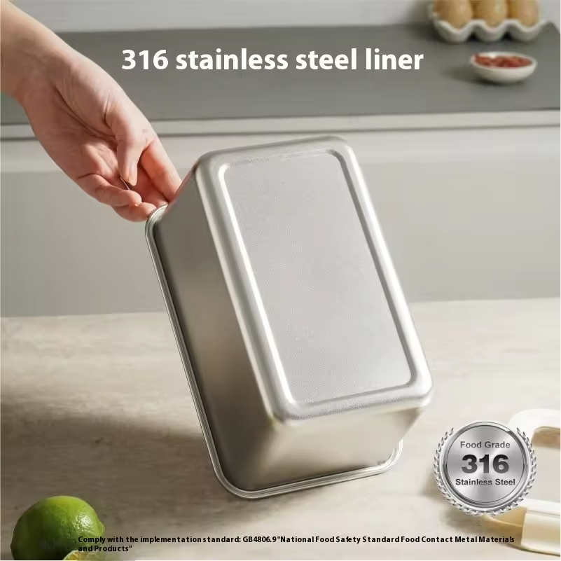 Design 304/316 Stainless Steel Fresh-keeping Box Snap-on Refrigerator Storage Box Heating Food Grade Microwave sealed Box