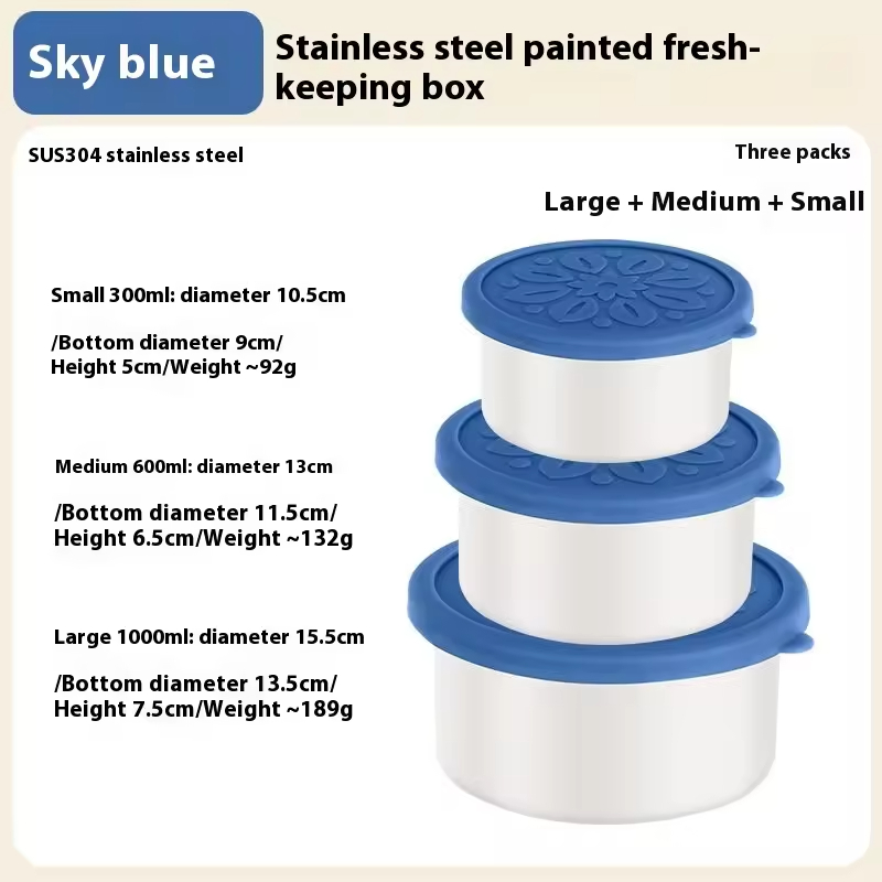 New Design 304 Stainless Steel Fresh-keeping Lunch Box Silicone Cover Leak-proof Heating Food Grade Microwave Sealed Box