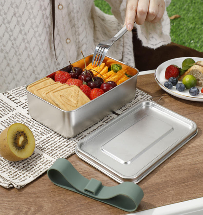New Design 304 Stainless Steel Fresh-keeping Lunch Box Stainless Steel Cover Leak-proof Heating Food Grade Microwave Sealed Box
