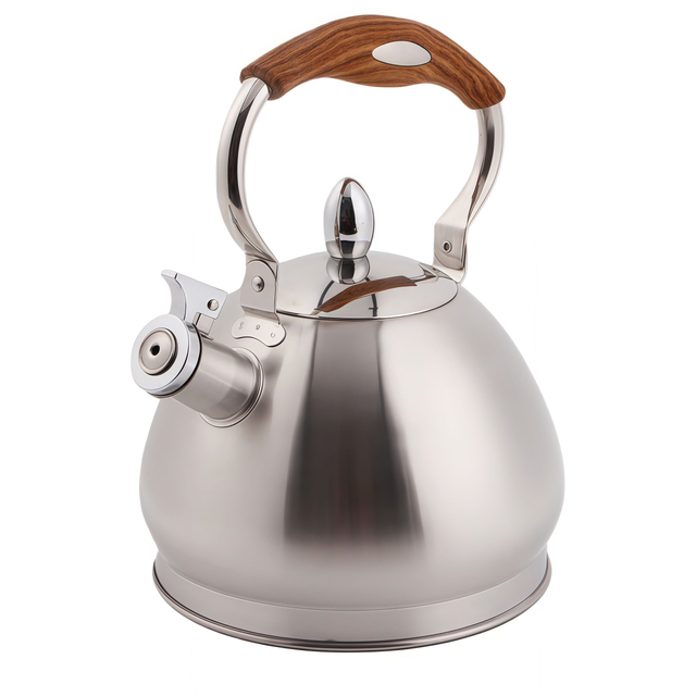 Factory Wholesale 3.0L Whistling Tea Kettle Pot Wood-Pattern Cool-Touch Handle Stainless Steel Hot Water Teapot for ALL Stovetop