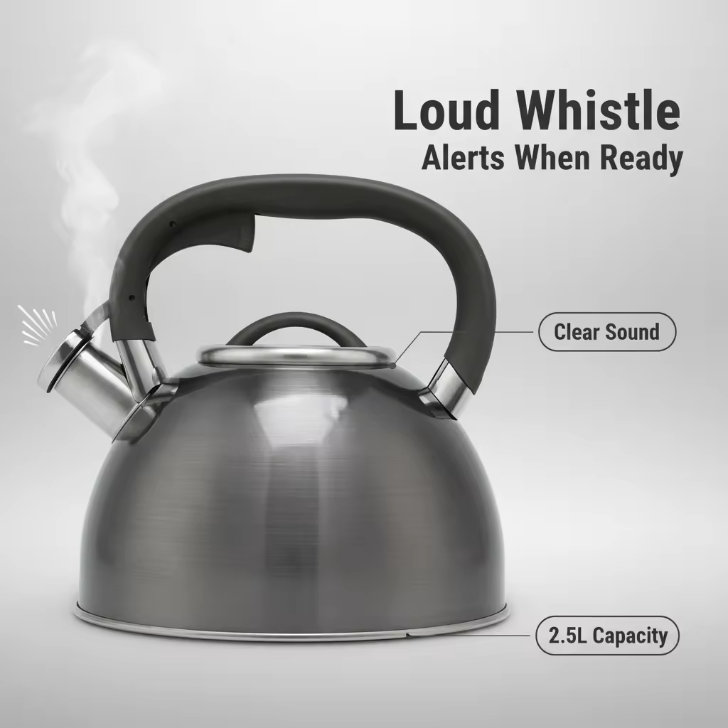 Factory Wholesale 2.8-3LWhistling Tea Kettle Tea Pot Customized Color Stainless Steel Hot Water Teapot for ALL Stovetop