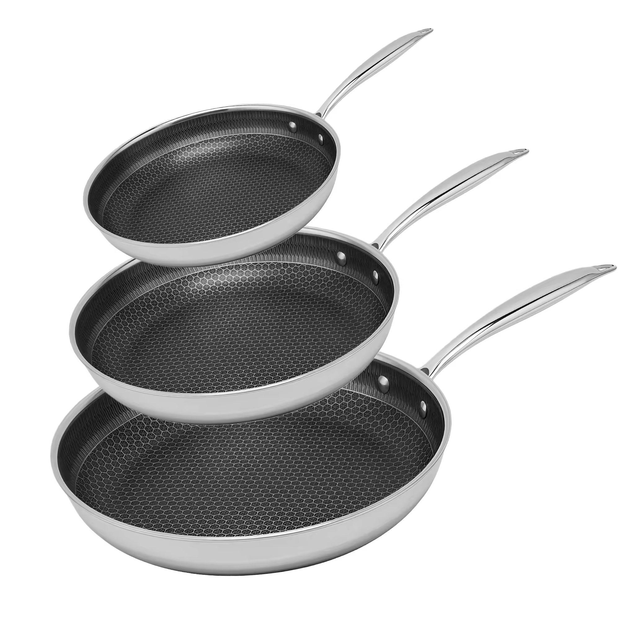 Custom Ceramic Non-stick Triply Stainless Steel 304 Fry Pan Skillets 20/24/28cm Cookware Set Honeycomb Cooking Pan Frying Pan