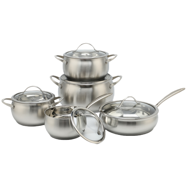 Wholesale Custom 10 Pieces Cookware Sets Apple Shape Stainless Steel Cooking Pot Casserole Set Soup Pots and Frying Pans Set