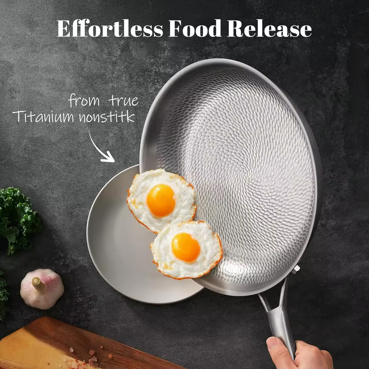 Hot Sale Wholesale 20/24/26/28cm 8inch/10inch/12inch Non-Coating 5 Layer Tri-ply Titanium Stainless Steel Frying Pan Cookware