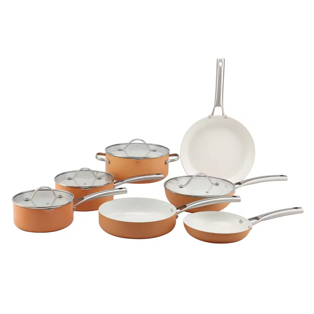 11 PCS Customizable Ceramic Non Stick Pans and Pots Set Induction Cast Aluminum Ceramic Cookware Set Pots and Pans Set