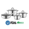 Hot Sale Cooking Pot Heavy Weight 5-ply Base Stainless Steel Casserole Soup Pot Stock Pots Frypan with Stainless Steel Handle