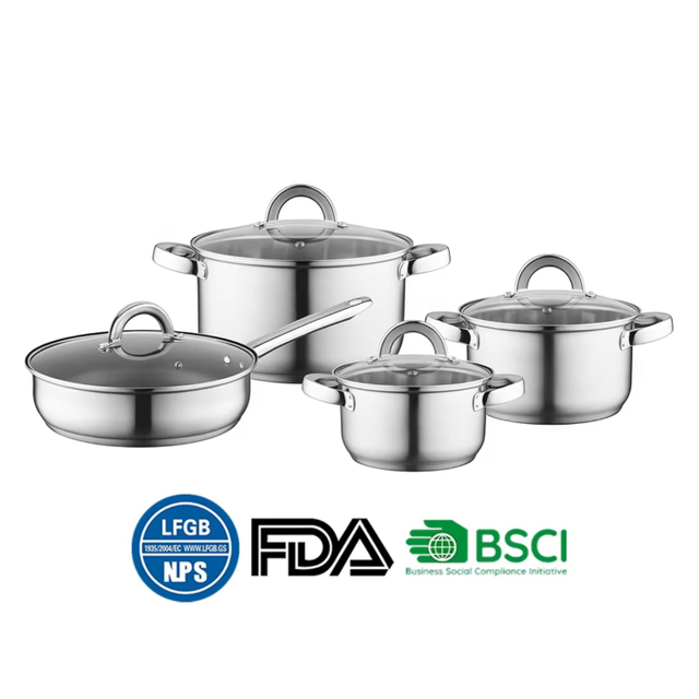 Hot Sale Cooking Pot Heavy Weight 5-ply Base Stainless Steel Casserole Soup Pot Stock Pots Frypan with Stainless Steel Handle