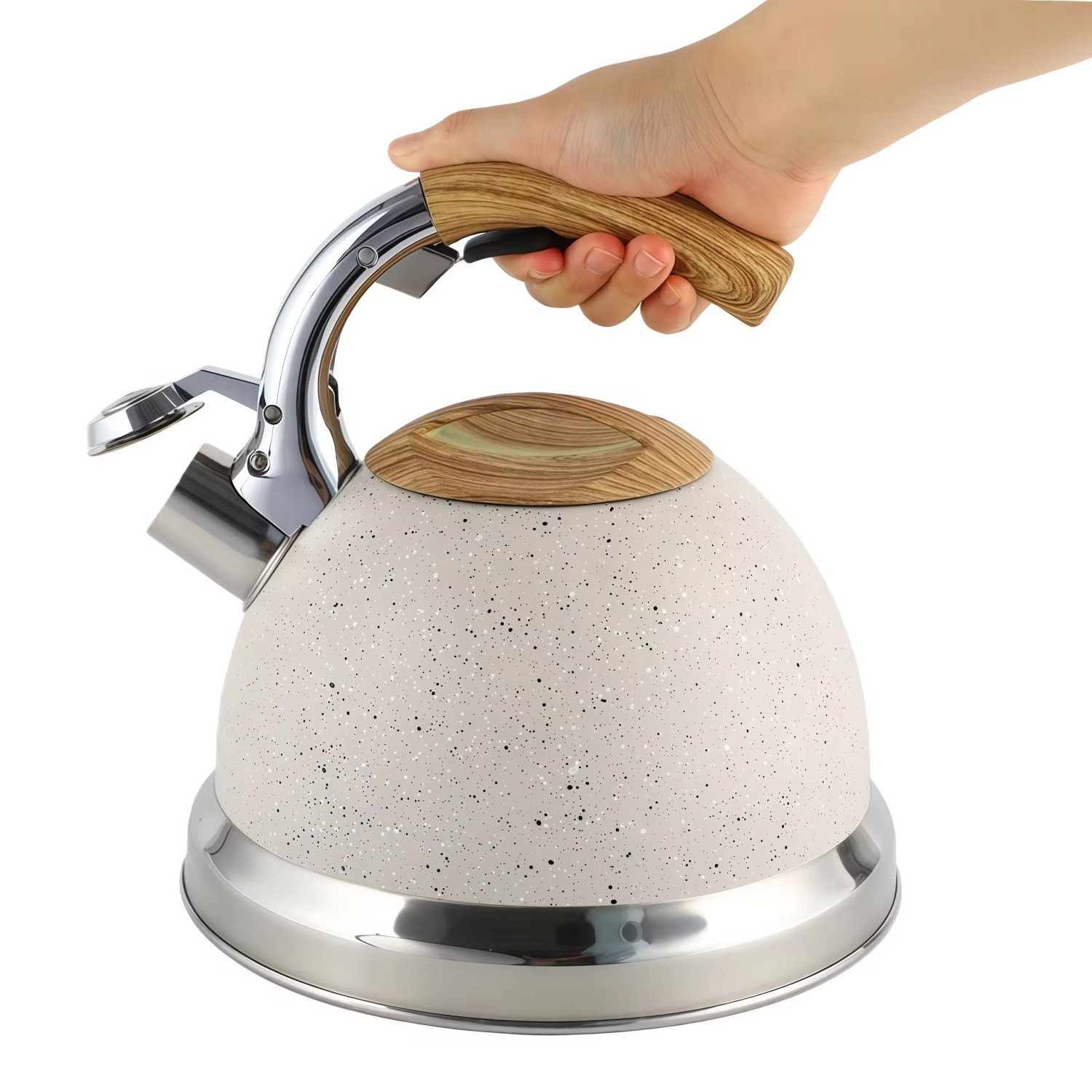 Factory Wholesale 3L Whistling Tea Kettle Tea Pot Customized Color Stainless Steel Hot Water for ALL Stovetop with Wood Handle
