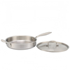 High Quality 316 Stainless Steel Cook Saute Pan Three Layer Steel Double Ear Frying Pan Rapid Heat Conduction Sauting Fry Pan with Steel Lid