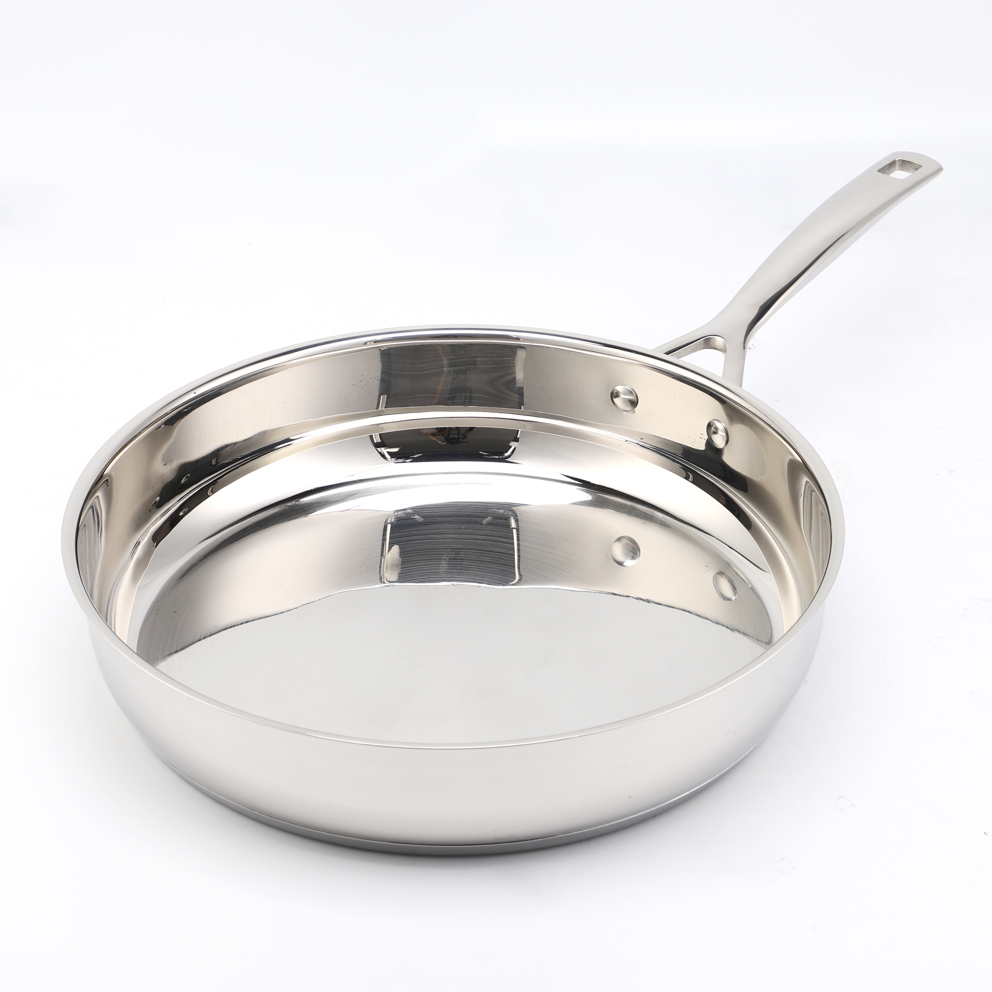 Hot Sale Wholesale Tri-ply Base Stainless Steel Pan 20/24/26/28cm 8inch/10inch/12inch Non-Coating Cookware Frying Pan