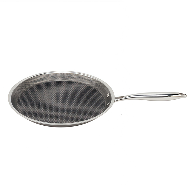 9/10/12 Inch Cookware Triply Hybrid Stainless Steel Griddle Pan Pizza Tray Pancake Pan Nonstick PFOA Free Ceramic Coating Frying Pan Skillets