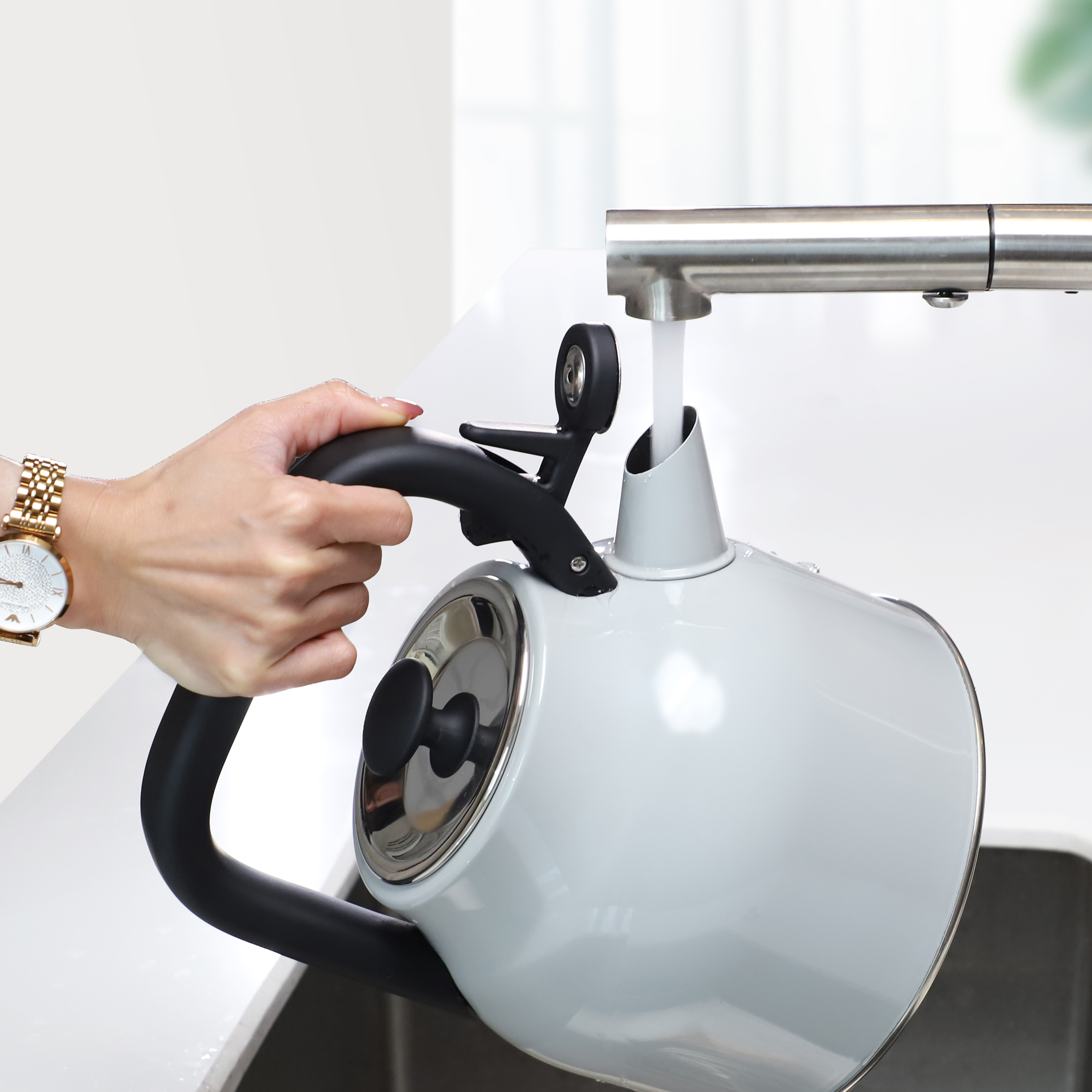 Modern 3L Stainless Steel Water Kettle New Design Whistling Tea Pot for Induction Stove Top Home Kitchen Teapot