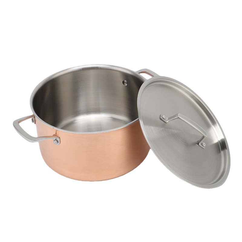 Popular Kitchen Cookware Set 3ply Copper Casserole Stainless Steel Casserole Cooking Pot