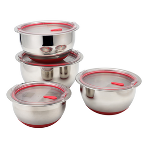 4pcs Stainless Steel Mixing Bowl Set With Measuring Scale Salad Bowl Set