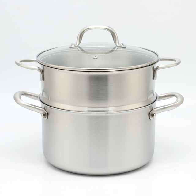 10 Piece High Quality Wholesale 18/10 Triply Stainless Steel 3 Layer Pots And Pans Steamer Set Cookware Set Saucepan Frying Pan