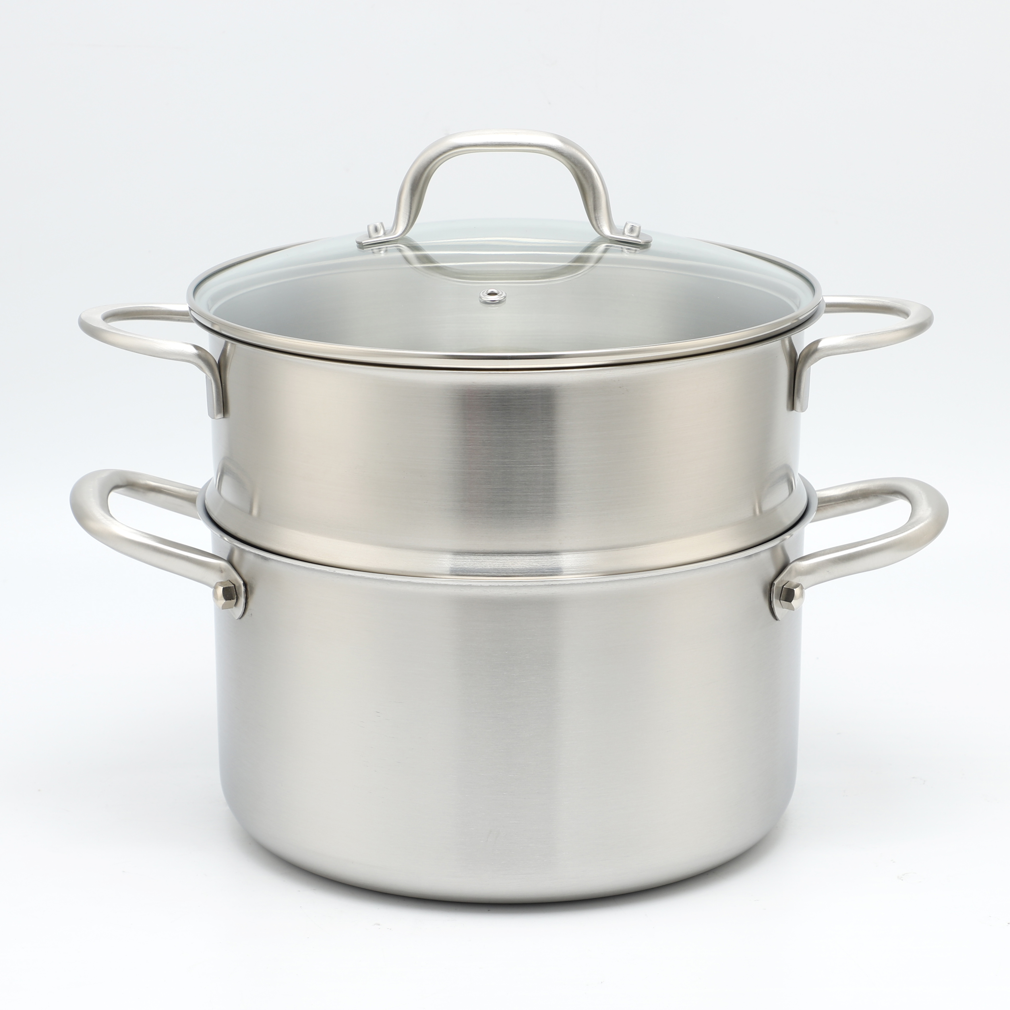 10 Piece High Quality Wholesale 18/10 Triply Stainless Steel 3 Layer Pots And Pans Steamer Set Cookware Set Saucepan Frying Pan