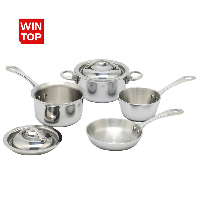 High Quality Mini sauce pot Stainless Steel Factory Sales Metal Triply Stainless Steel Fry Pans Cookware Non Stick Frypan Home
