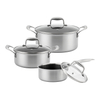 6 Piece High Quality Wholesale 18/10 Triply Stainless Steel 3 Layer Pots And Pans Steamer Set Cookware Set Saucepan Frying Pan