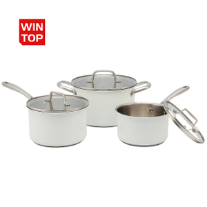 Wholesale Custom Kitchen Utensils Stainless Steel Impact Bonded Bottom Cooking Pot Set Pots And Pans Set With Steel Handle 6 Pieces Cookware Set
