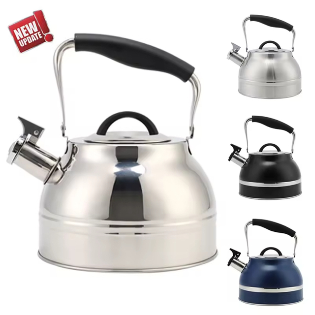 New Factory Wholesale 3L Whistling Tea Kettle Tea Pot Customized Color Stainless Steel Hot Water Teapot for ALL Stovetop