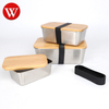 Bamboo Lid Stainless Steel Food Container Food Packaging Containers Leakproof Metal Bento Lunch Box Stainless Steel Food Carrier