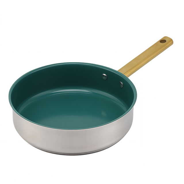 Hot Sale Wholesale Impact Bonded Bottom Stainless Steel Pan 20/24/26/28cm 8inch/10inch/12inch Non-Coating Cookware Frying Pan